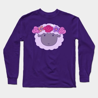 Flower Crown Sheep Face Long Sleeve T-Shirt